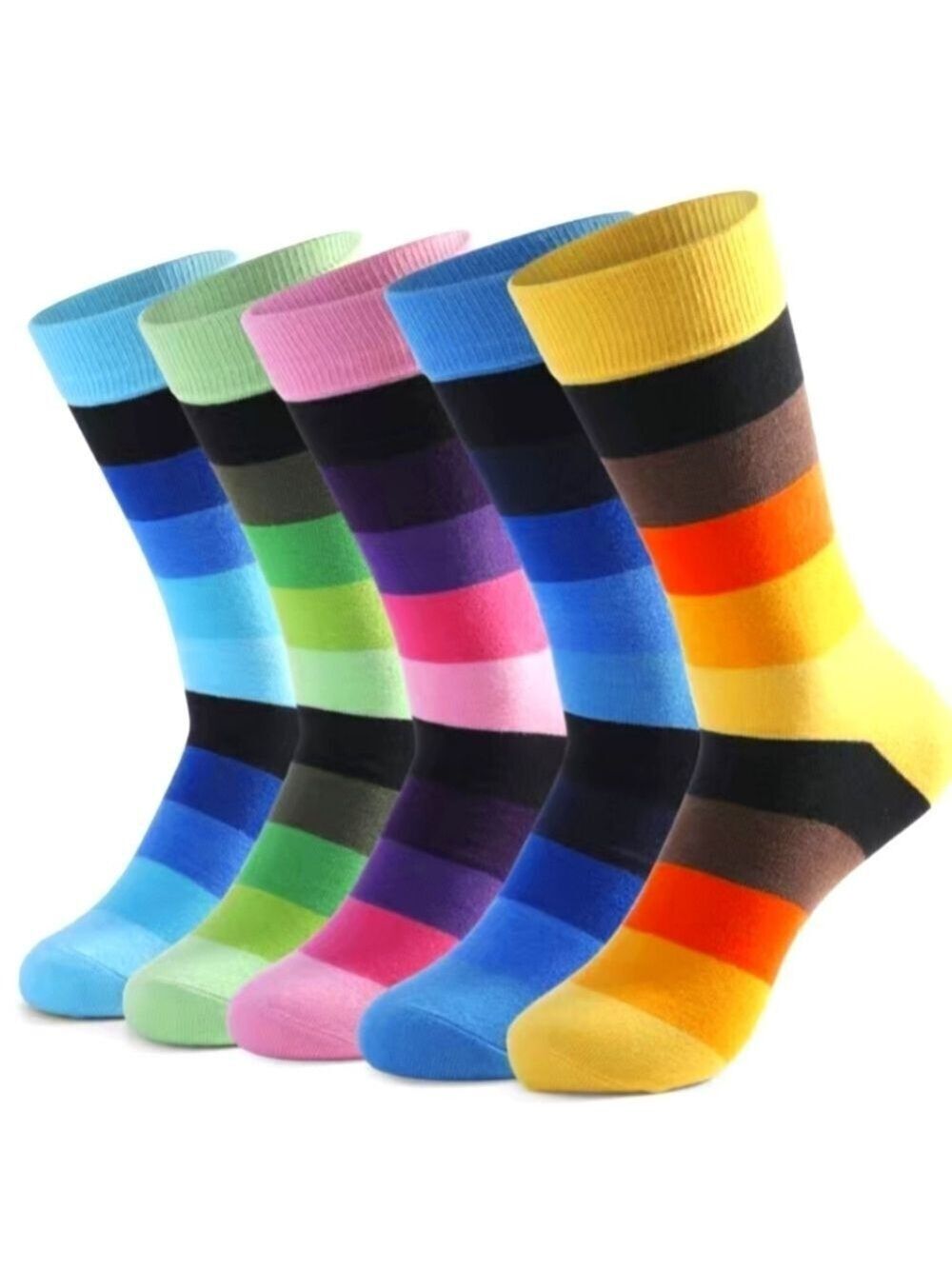 🌈 Socks--Men's Striped Colorblock Dress Socks
